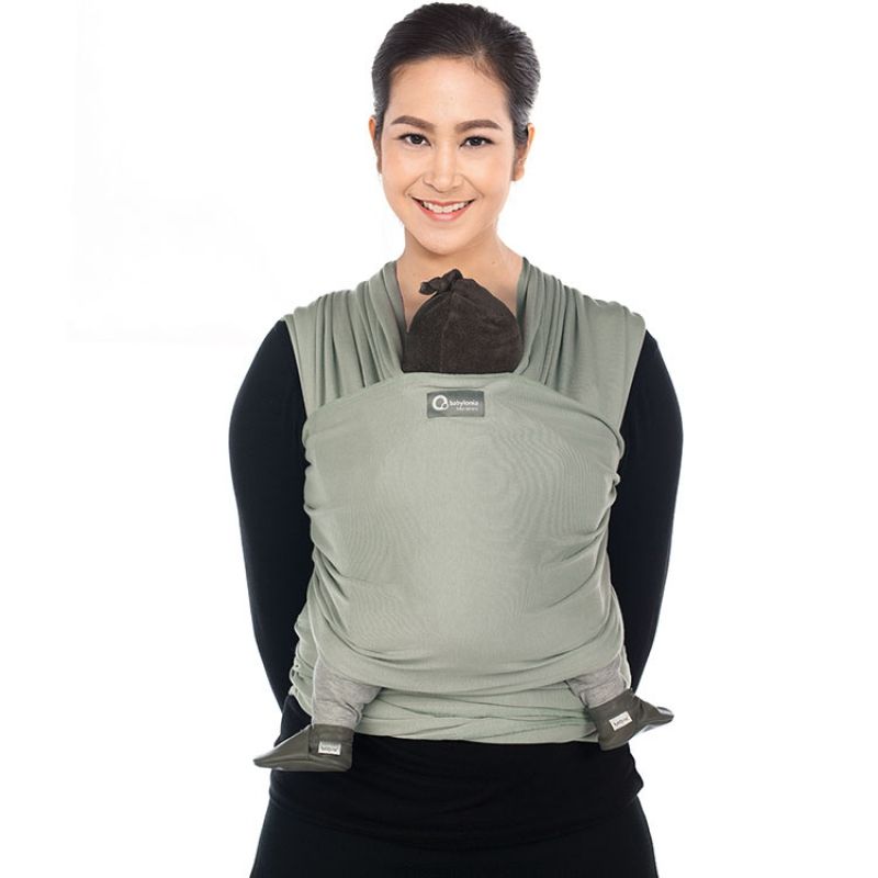Echarpe de portage Tricot Slen vert d'eau Babylonia carriers