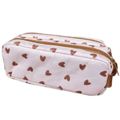 Trousse scolaire Cœurs Marron
