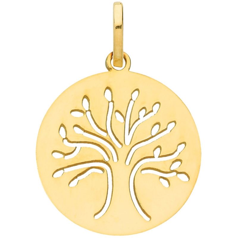 Médaille ronde ajourée Arbre de vie 16 mm (or jaune 375°) Berceau magique bijoux