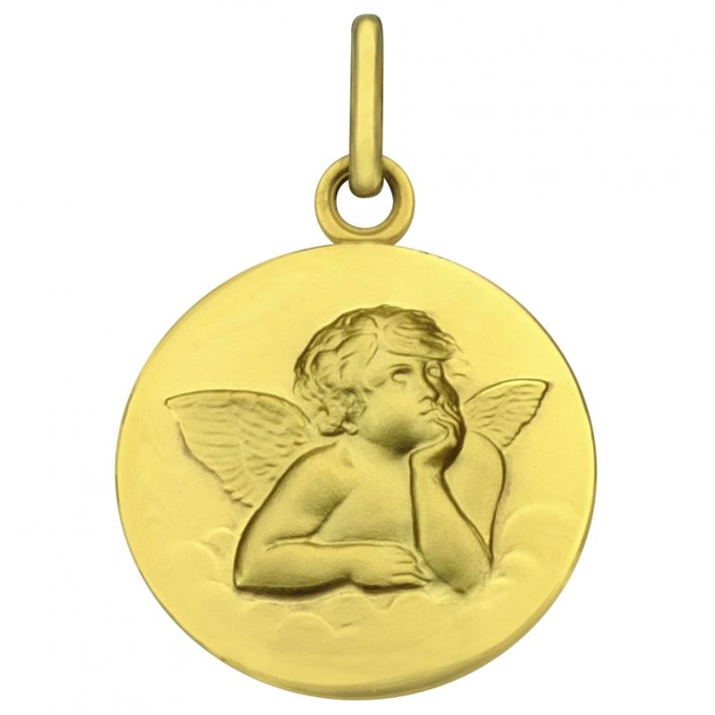 Médaille ronde Ange 16 mm (or jaune 750°) Premiers Bijoux