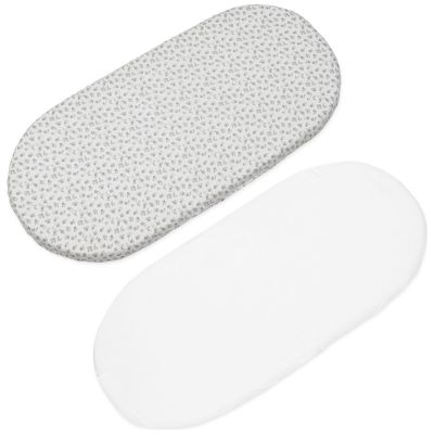 Lot de 2 draps housses pour nacelle Little Bloom Fleurs Gris