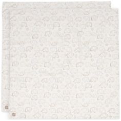 Lot de 2 maxi-langes en coton Elephant Tales (115 x 115 cm) - Jollein