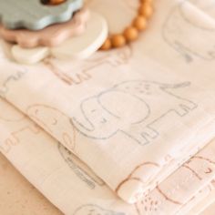 Lot de 2 maxi-langes en coton Elephant Tales (115 x 115 cm)