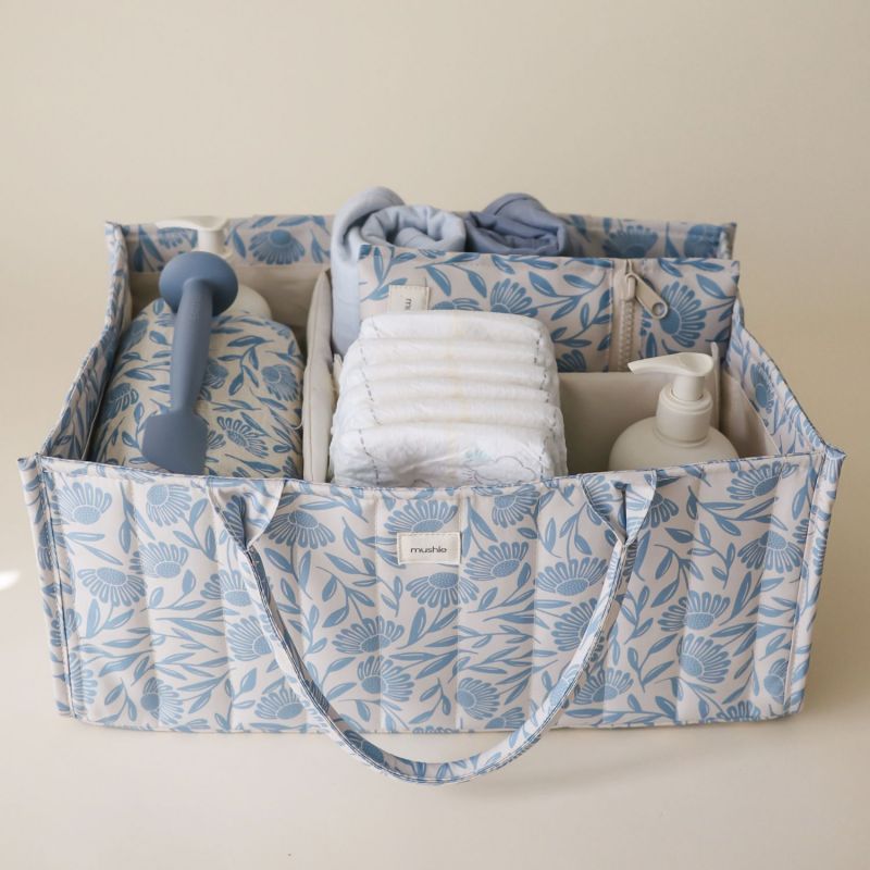 Panier à couches Blue Flowers Mushie Ambiance 2