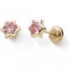 Boucles d'oreilles à vis Etoile rose (or jaune 9 carats) - Baby bijoux