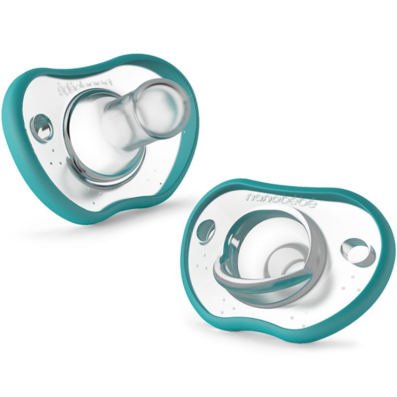 Lot de 2 sucettes Flexy Turquoise (3 mois et +) Nanobébé