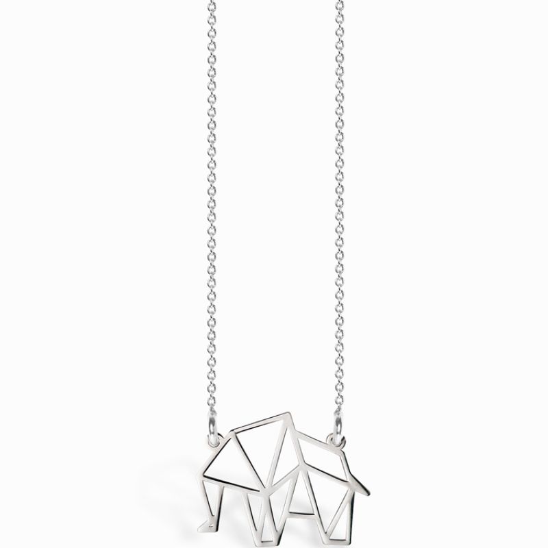 Collier chaîne 40 cm pendentif Origami éléphant 19 mm (argent 925°) Coquine