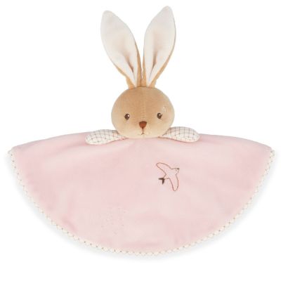 Doudou plat Lapin rond rose