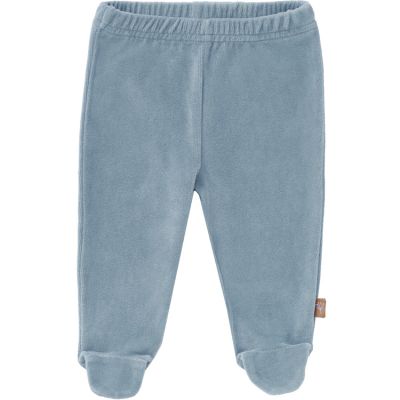 pantalon de pyjama en velours bio blue fog (0-3 mois : 50 à 60 cm)