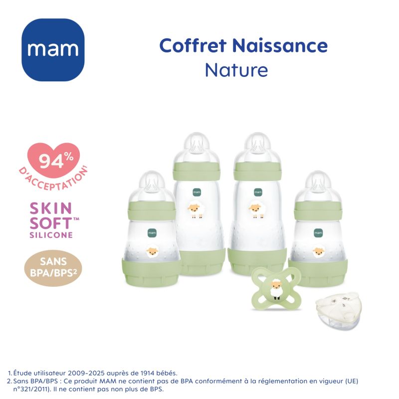 Coffret naissance Nature (4 biberons+1 sucette+1 boîte doseuse) MAM Produit 3
