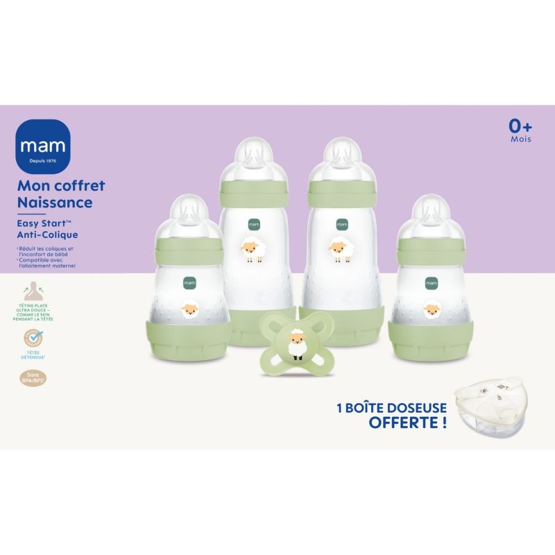 Coffret naissance Nature (4 biberons+1 sucette+1 boîte doseuse) MAM Packaging 4