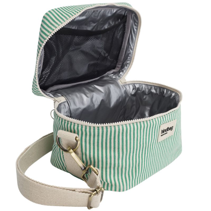 Lunch bag isotherme Igor Rayures Fines Vert Hindbag Produit ouvert 4