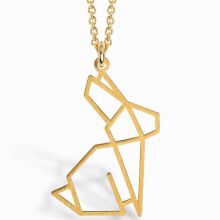 Collier chaîne 40 cm pendentif Origami lapin 20 mm (vermeil doré)  par Coquine