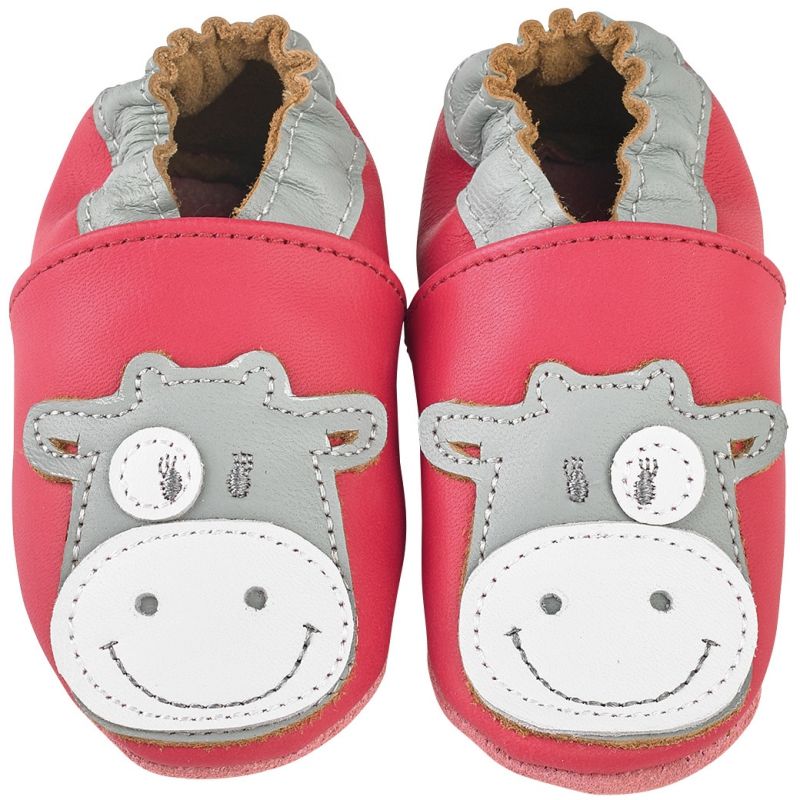 Chaussons cuir Lola framboise (12-18 mois) Noukie's