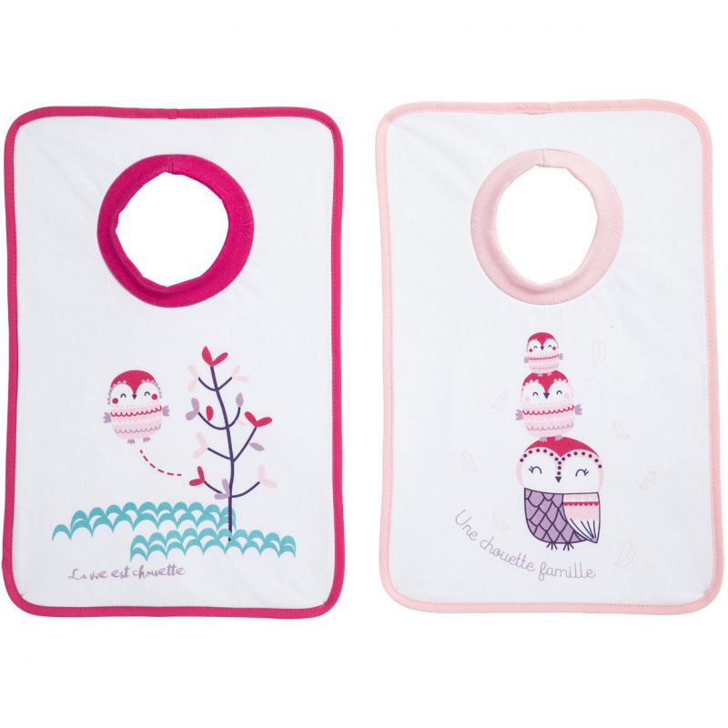 Lot de 2 bavoirs passe-tête Chouette Babycalin