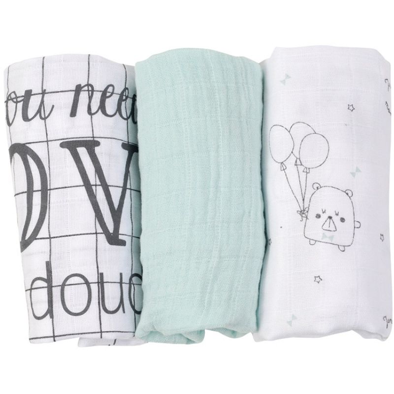 Lot de 3 langes Doudou (60 x 60 cm) Little Crevette