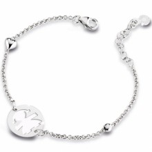 Bracelet sur chaîne Primegioie fille rond émail blanc avec coeur et perle (or blanc 375°)  par leBebé