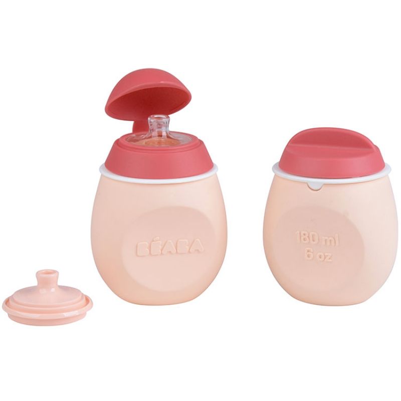 Lot gourde 2 en 1 et pot de conservation Babysqueez rose Béaba