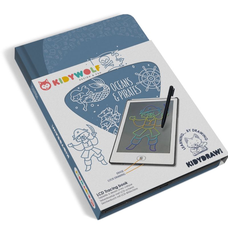 Tablette à dessin KIDYDRAW-MINI Océans et pirates bleu KIDYWOLF Packaging 3