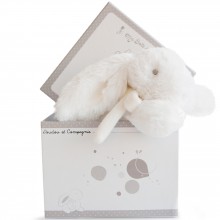 Coffret peluche musicale lapin blanc (20 cm)  par Doudou et Compagnie
