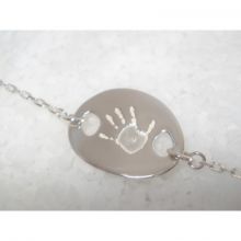 Bracelet empreinte gourmette mini galet chaîne simple 14 cm (argent 925°)   par Les Empreintes