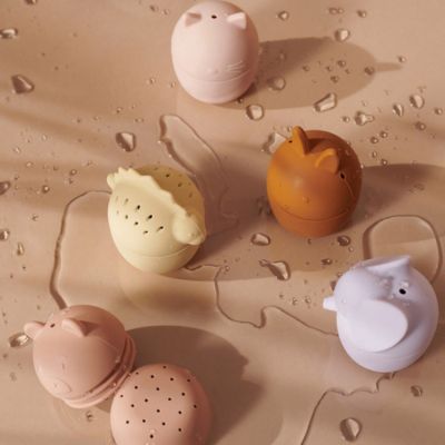 Liewood - Jouets de bain pour bébé - 5 animaux en silicone - modèle rose  Gaby