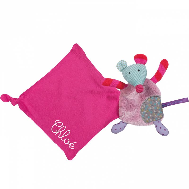 Doudou mouchoir souris Jolis pas beaux personnalisable (16 cm) Moulin Roty