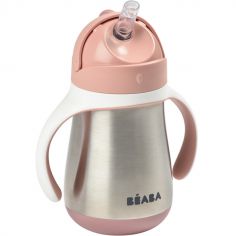 Gourde à paille en inox Old pink (250 ml) - Béaba
