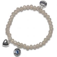 Bracelet Charm coeur perles taupe clair charm bleu  par Proud MaMa