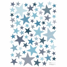 Stickers A3 étoiles stone blue My super star by Sophie Cordier (29,7 x 42 cm)  par Lilipinso