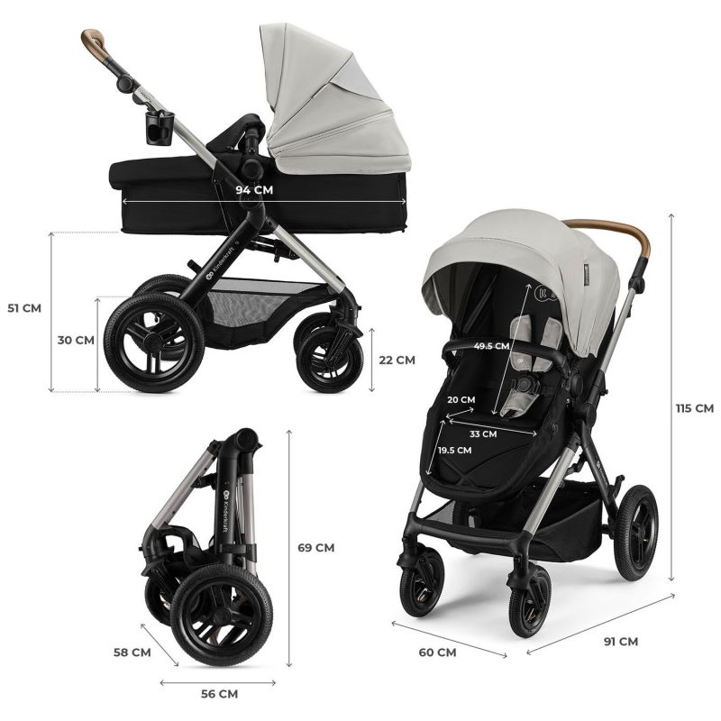 Poussette 3 en 1 Moov 2 XL Moonlight Grey Kinderkraft Produit 9