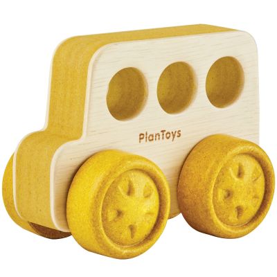 Mon petit bus en bois d'hévéa jaune  par Plan Toys