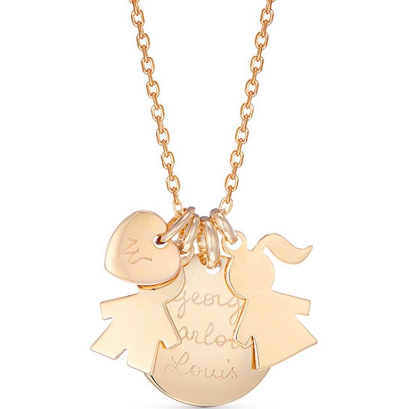 Collier Kate personnalisable 2 enfants (plaqué or) Merci Maman