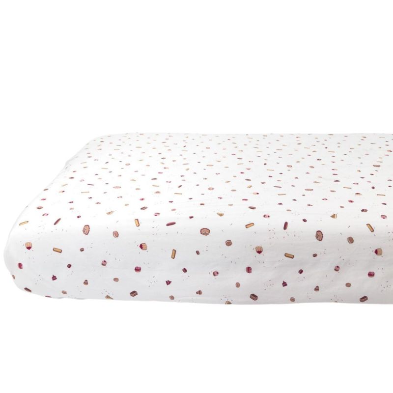 Drap housse en coton bio Gourmandises (80 x 160 cm) Kadolis Produit 1