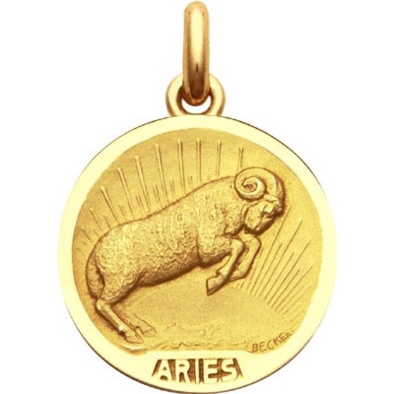 Médaille signe Bélier (or jaune 750°) Becker