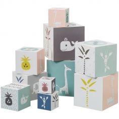 Cubes empilables Animaux roses (10 cubes)
