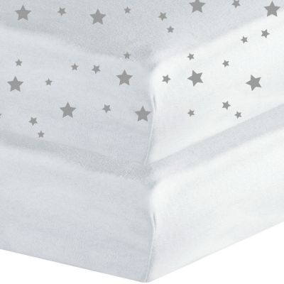 lot de 2 draps housses étoiles et blanc (50 x 80 cm)