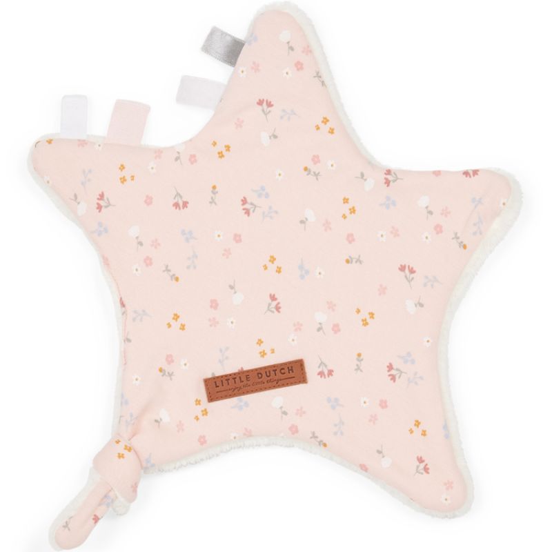 Doudou plat attache sucette  Little pink flowers Little Dutch