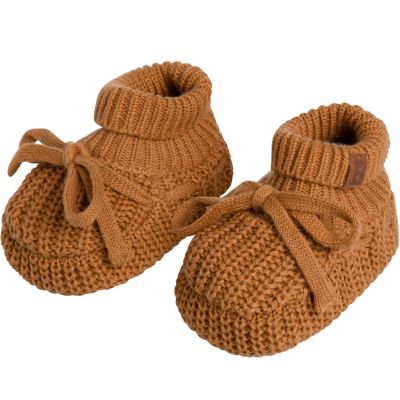Chaussons bébé en teddy coton bio Soul Caramel (0-3 mois)
