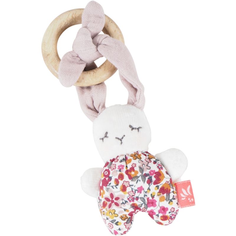 Anneau de dentition en bois Lapin rose Kikadu