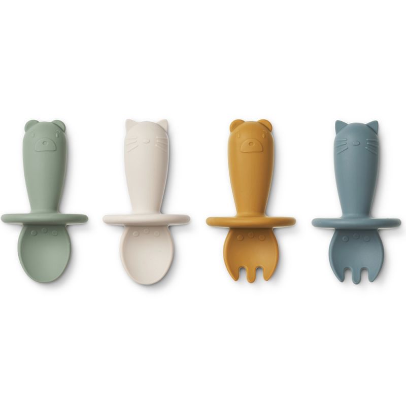Lot de 4 couverts Avril faune green multi mix Liewood