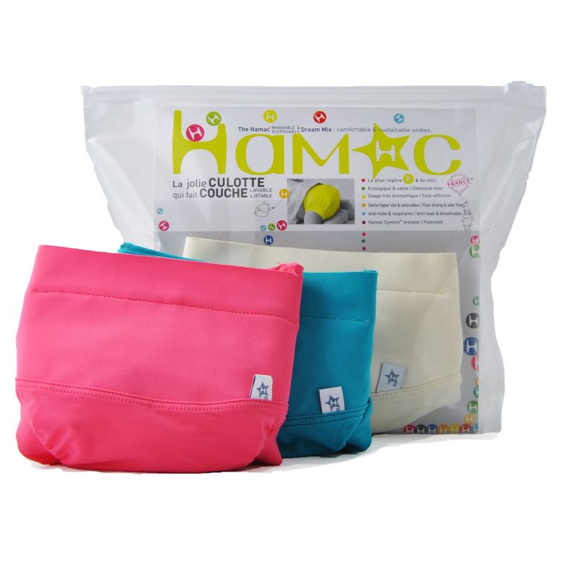 Kit couche lavable ''I can change'' (culotte + 3 matelas absorbants + 1 voile de protection) M Hamac Paris