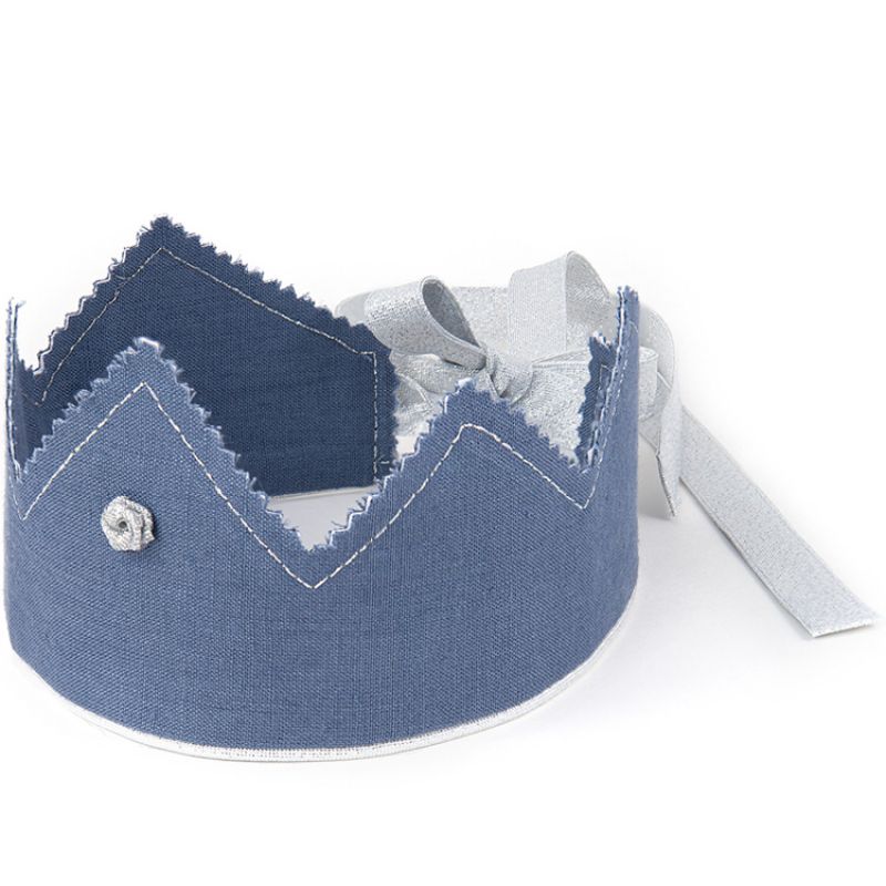Couronne en lin bleu denim et argenté Cotton&Sweets