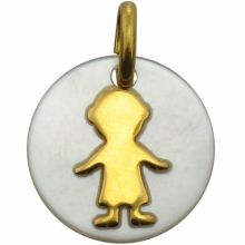 Médaille Petit trésor silhouette garçon (or jaune 750° nacre)  par Maison Augis