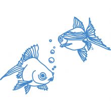 Stickers mural Jack et Jim les poissons bleu (24 x 35 cm)  par Mimi'lou