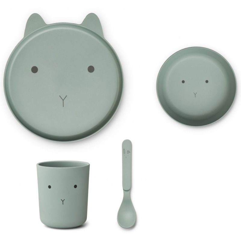 Coffret repas en bioplastique Brody lapin peppermint (4 pièces) Liewood