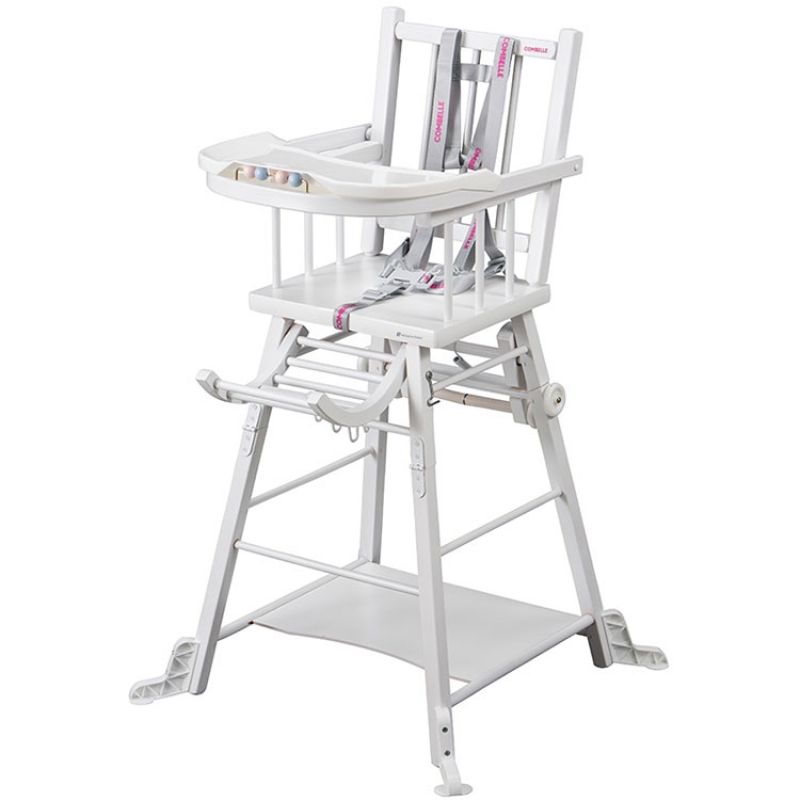 Chaise haute transformable Marcel en bois massif laqué blanc Combelle