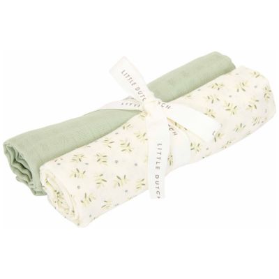 Set de 2 langes en gaze de coton Blueberry Pure Sauge (70 x 70 cm)