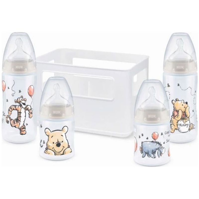 Coffret de naissance casier et 4 biberons First Choice + Winnie (150 et 300 ml) NUK