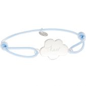 Bracelet bébé sur cordon Nuage personnalisable (argent 925°)